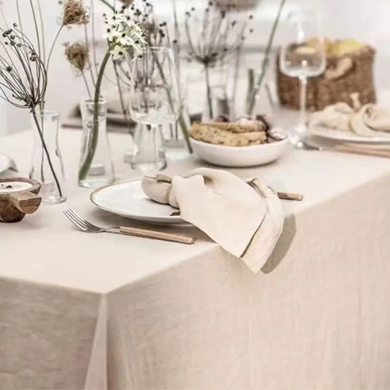 Beige tablecloth